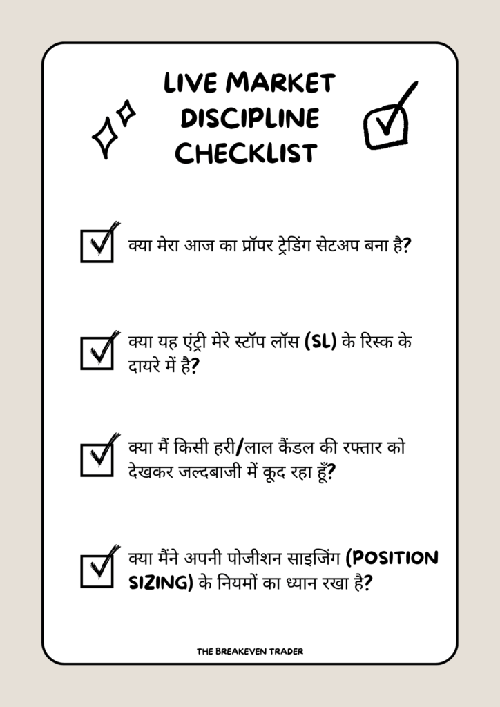 ट्रेडिंग के लिए लाइव मार्केट डिसिप्लिन चेकलिस्ट