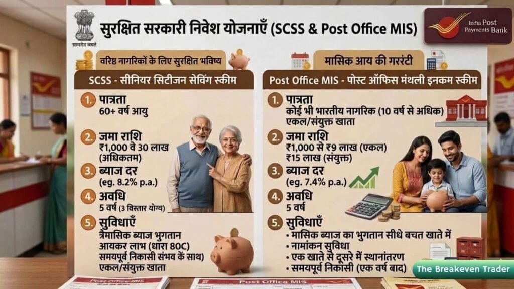 रक्षित सरकारी निवेश योजनाएँ SCSS और पोस्ट ऑफिस MIS