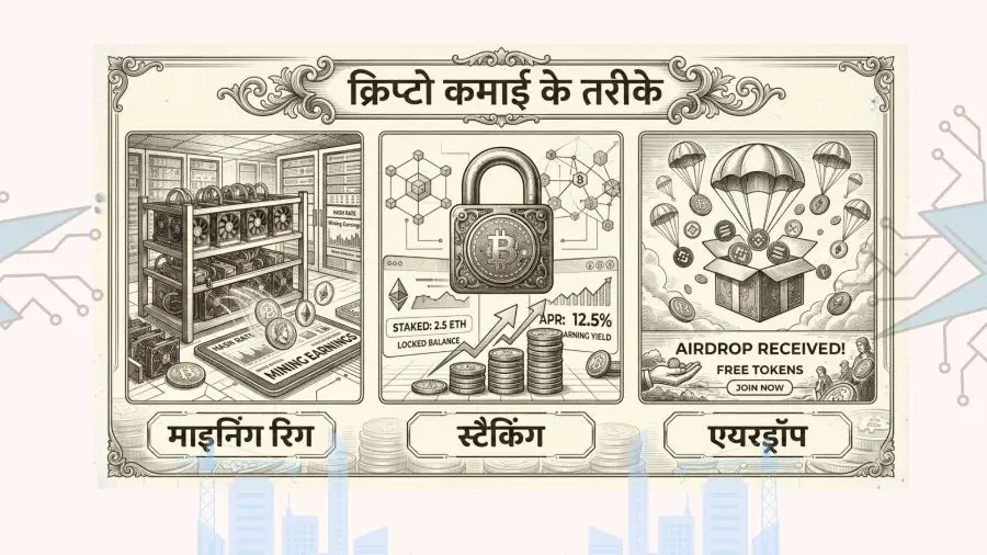 What is crypto mining staking and airdrop in Hindi by The Breakeven Trader