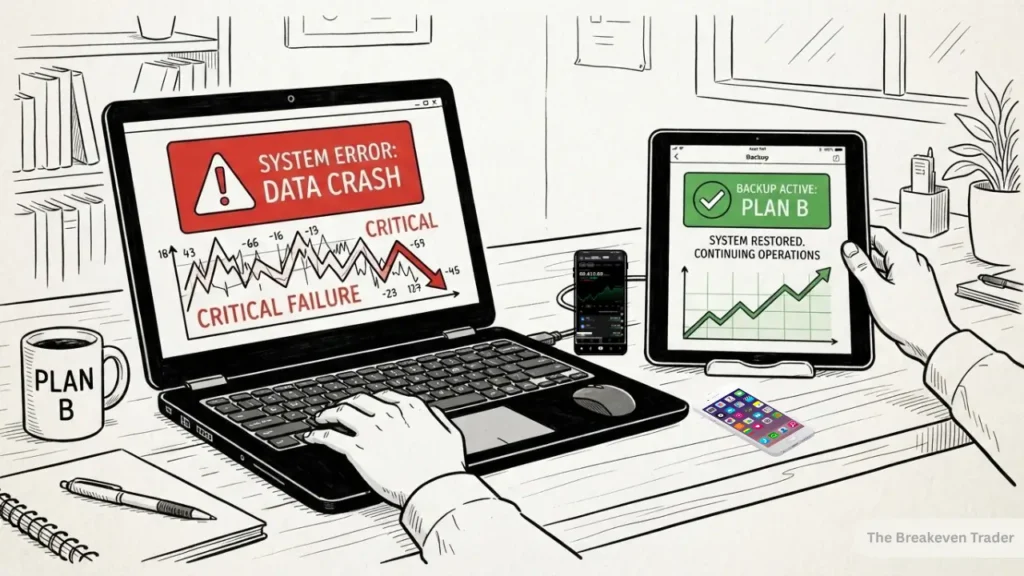 trading app crash backup account strategy hindi